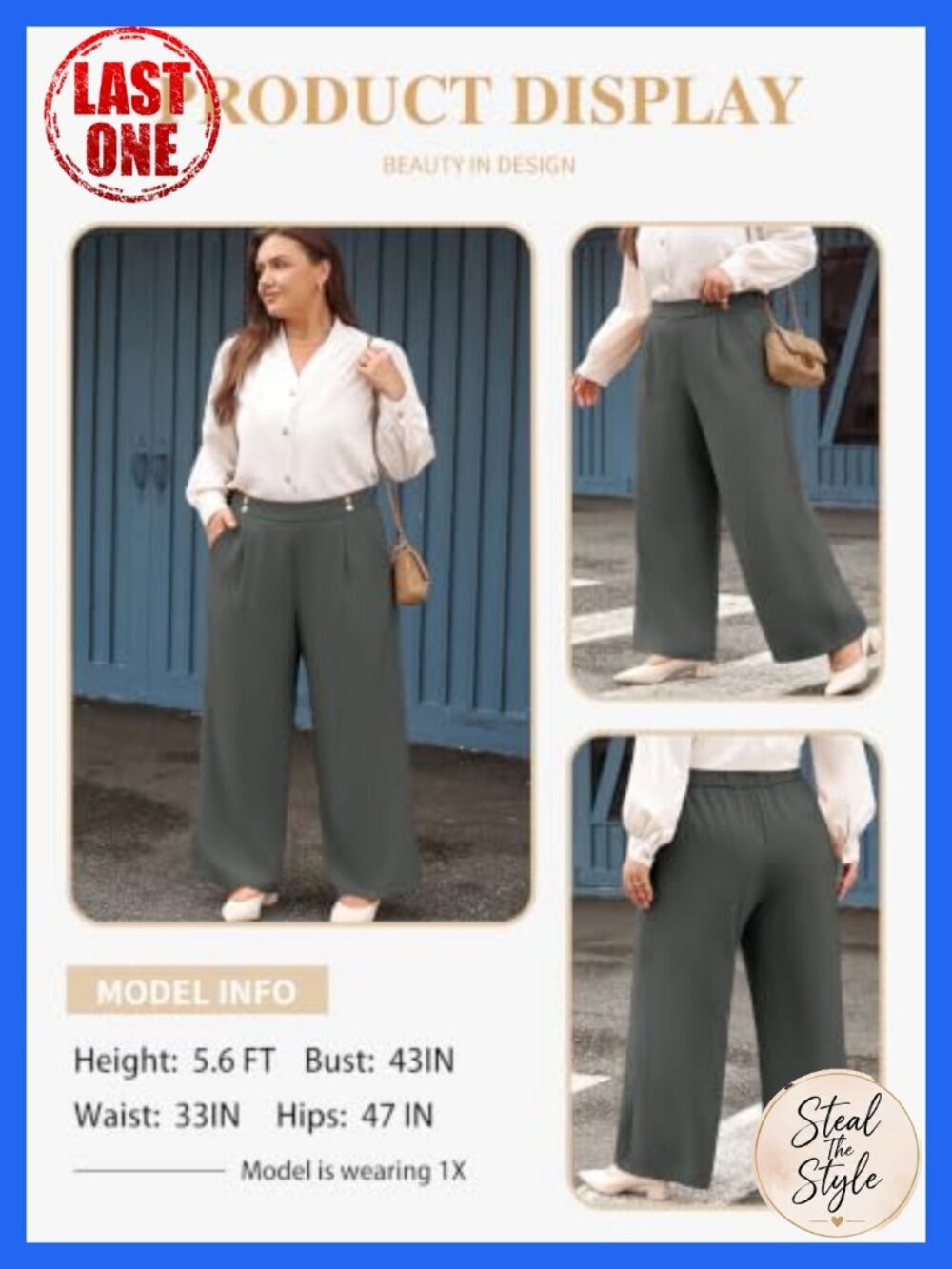 Plus Size High Waisted Wide Leg Palazzo Pants with Pockets - Picture 2 of 6